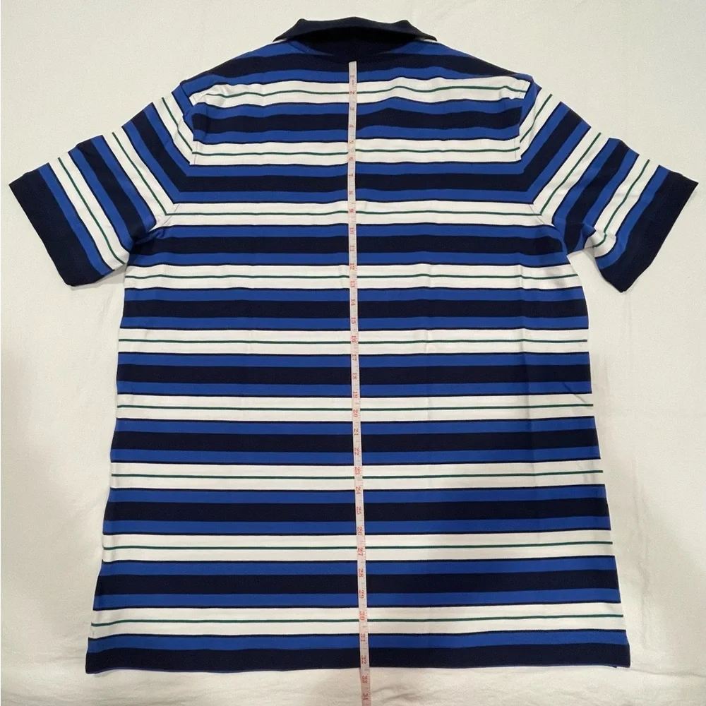 Lands' End Mens Striped Polo Shirt XL Tall XLT Short Sleeve Cotton